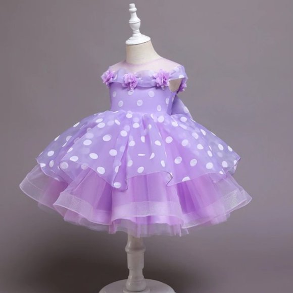 Polka Dot Baby Dress, Easter Baby Dress, Birthday Baby Dress, Purple Baby Dress - Picture 3 of 3